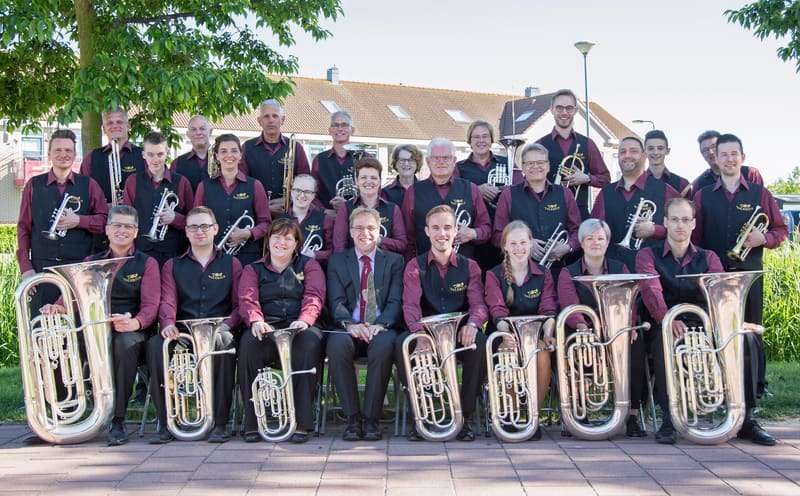 Groepsfoto van Brassband Valerius, 2017